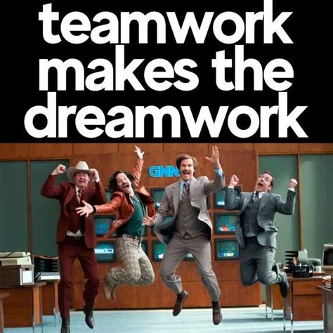 A Group Of People Jumping In The Air With Words On Them That Read Teamwork Makes The Dream Work