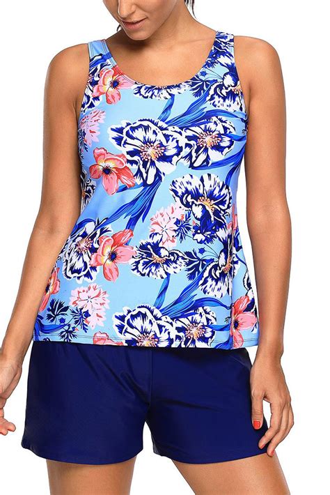 Womens Plus Size Two Piece Bathing Suit Tankini And Short Swimsuits