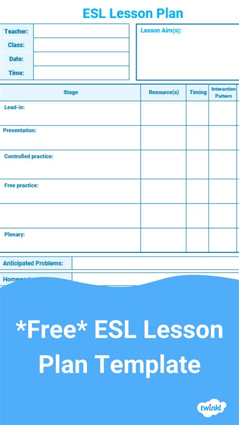 Free Lesson Plan Template For Esl Efl Tefl Classes And Teachers