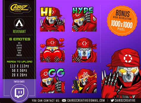 Revenant Apex Legends Twitch Emotes 6 Emotes Packs By Cairoz Etsy