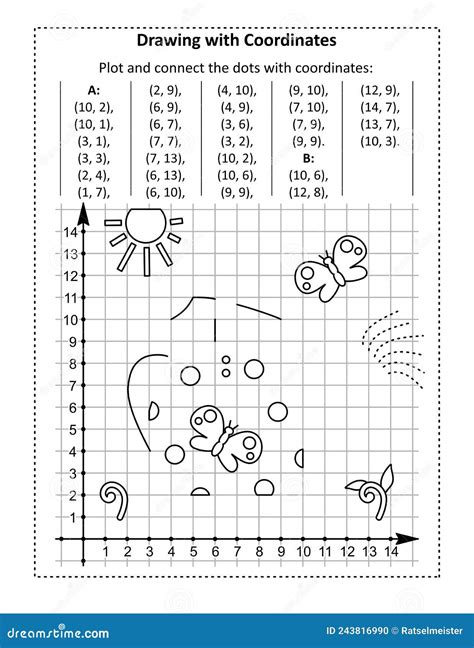 Coordinate Graphing Or Drawing By Coordinates Math Worksheet With Watering Can Reveal The