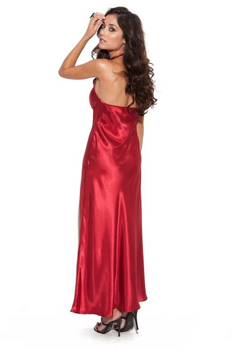 Satin Nightgown Full Length Halter Neck Long Gown Charmeuse Lingerie