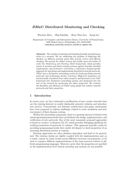 Pdf Dmac Distributed Monitoring And Checking
