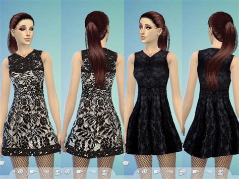 The Sims Resource Lace Black Dress By Tatyananame • Sims 4 Downloads