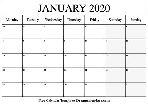 Dream Calendars Make Your Calendar Template Blog