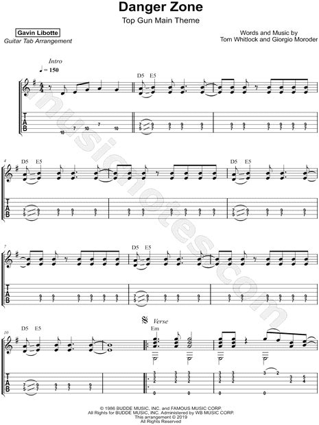 Gavin Libotte Danger Zone Guitar Tab In E Minor Download And Print