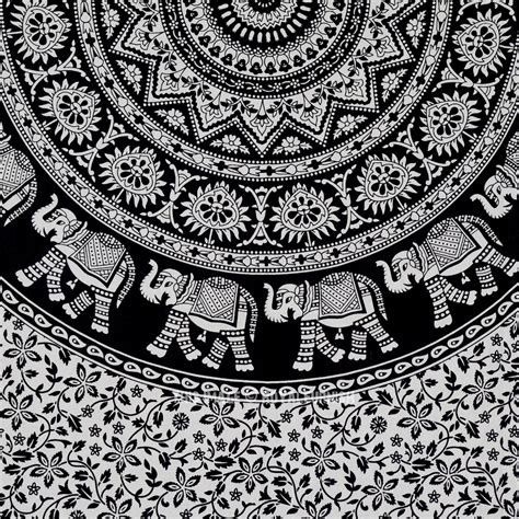 Indian mandala tapestry wall hanging black & white elephant hippy tapestries twin hippie beach throw college dorm decor bohemian boho bedsheet. Twin Black and White Bohemian Elephant Mandala Tapestry ...