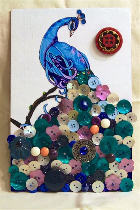 Pin By Sunshine On Buttons Button Art On Canvas Button Art Projects