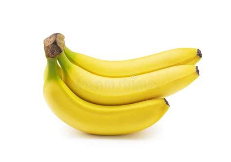 Sechs Bananen Sind In Folge Auf Einem Weißen Hintergrund Stockbild