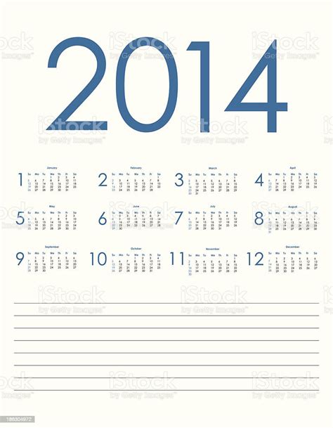 Calendar For 2014 Stock Illustration Download Image Now Istock