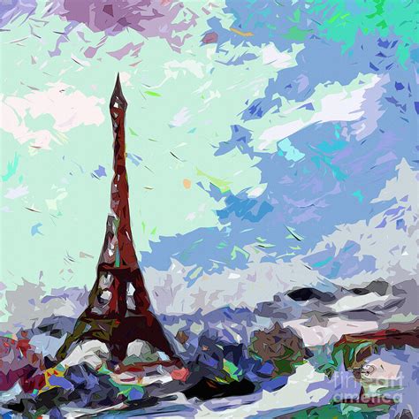 Abstract Paris Memories In Blue Painting By Ginette Callaway
