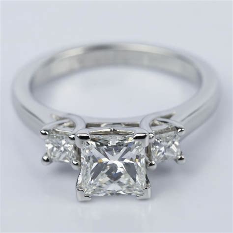 3 Stone Princess Cut Diamond Ring In Platinum 1 Carat