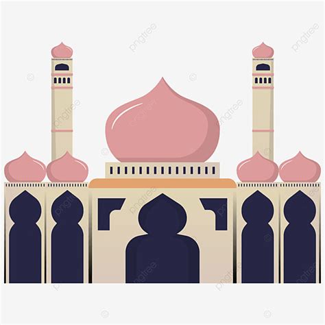 Mosque Dome Vector Art Png Soft Red Dome Mosque With 2 Tower Muslim