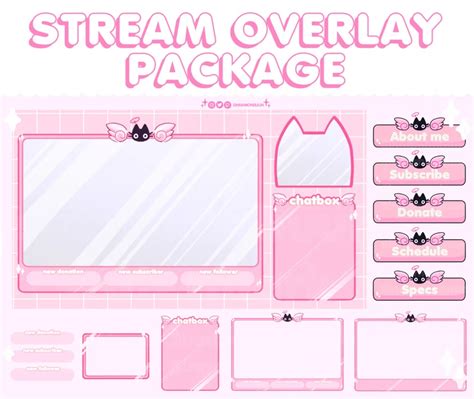 Animated Customizable Twitch Overlay Package Pink Kawaii Etsy Canada