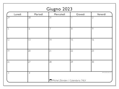 Calendario Giugno 2023 Da Stampare “772ds” Michel Zbinden Ch