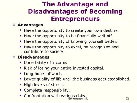 The Advantages And Disadvantages Of Being An Entrepreneur