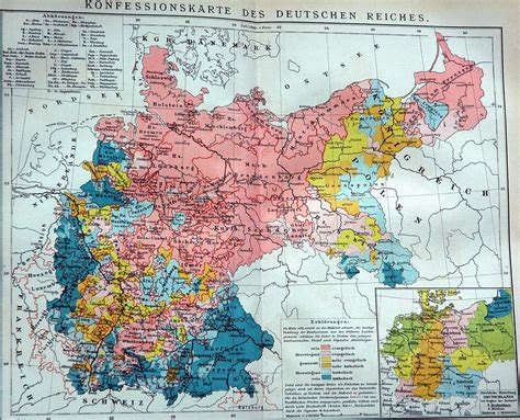 1898 historical map of the german empire religious denomination map historical maps germany map
