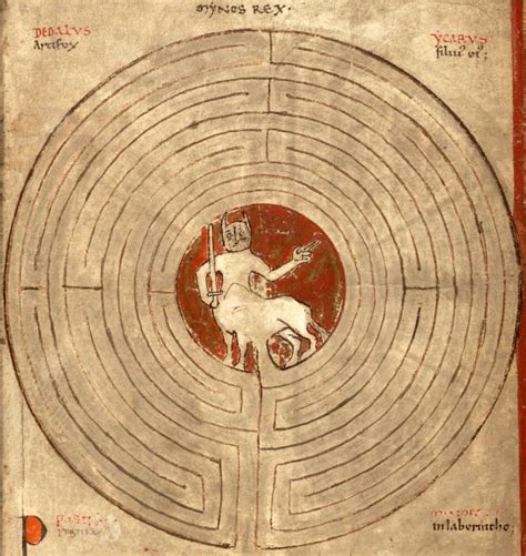 Labyrinth Of The Minotaur From Liber Floridus By Lambert Of Saint