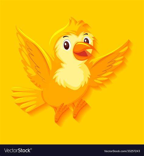 Cute Yellow Bird Cartoon Character Royalty Free Vector Image