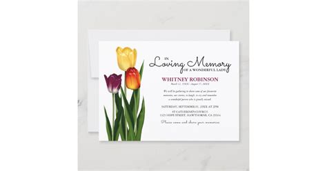 Trio Of Tulips In Loving Memory Funeral Invitation Zazzle