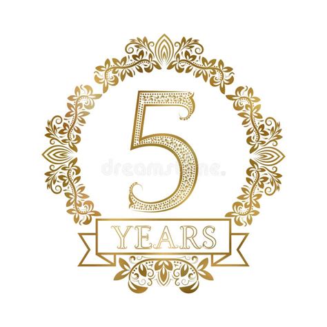 Five Years Anniversary Celebration Golden Vintage Logotype 5th