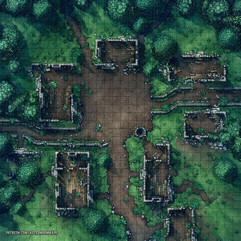 Ruined Village Battle Map X R Dndmaps