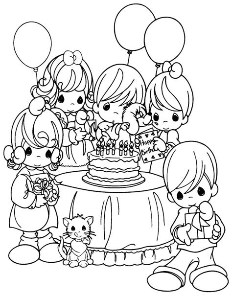 Advanced coloring page for older students or adults. Easy Printable Precious Moments Coloring Pages