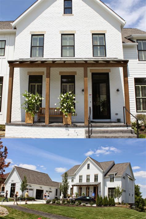 Fireplace makeover with reclaimed wood mantel. DoFu Design: 4+ modern farmhouse red brick exterior