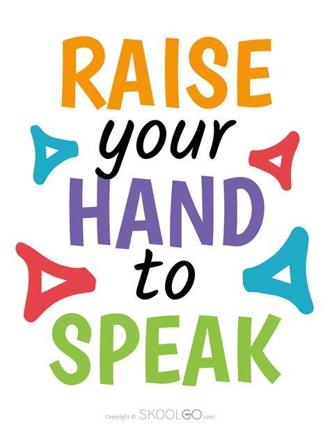 raise your hand to speak free classroom poster skoolgo