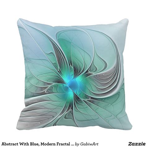 Abstract With Blue Modern Fractal Art Throw Pillow Fractal Art Fractals Accent Pillows Throw