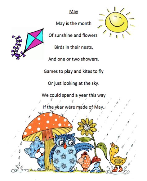 May Poem Printables Grade Onederful Short Poems For Kids Kids