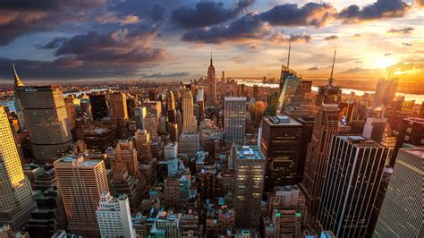 New York Cityscape Sunset Uhd 4k Wallpaper Pixelz