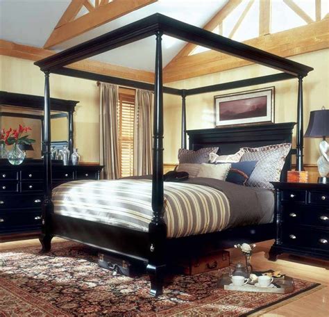 Hastings 4 Poster Bed W Canopy Frame In Black Beds Canopy Bedroom