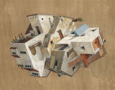 Multi Directional Surreal Architecture Drawings And Paintings