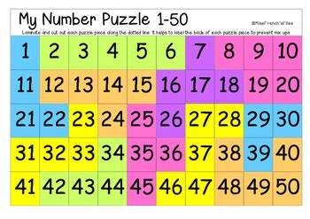 My 1-50 Number Puzzle & Chart by Miss French's Files | TpT