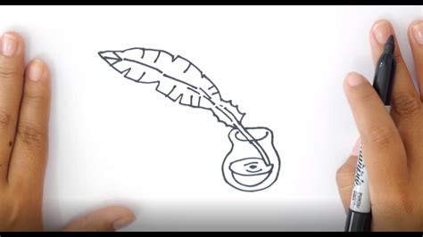 ¿cómo Dibujar Pluma Y Tintero 🖌 Dibujo De Una Pluma Y Tintero Youtube