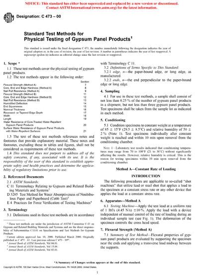 Astm C Standard Test Methods For Physical Testing Of Gypsum