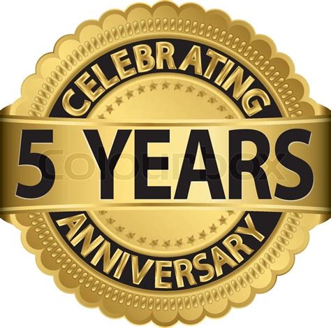 Celebrating 5 Years Anniversary Golden Stock Vector Colourbox