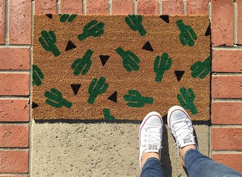 Cactus drops are getting stuck on the glass panes in my cactus farm when they fall down to the collection point. Cactus Doormat / Cactus Party Decor / Succulent Gift ...