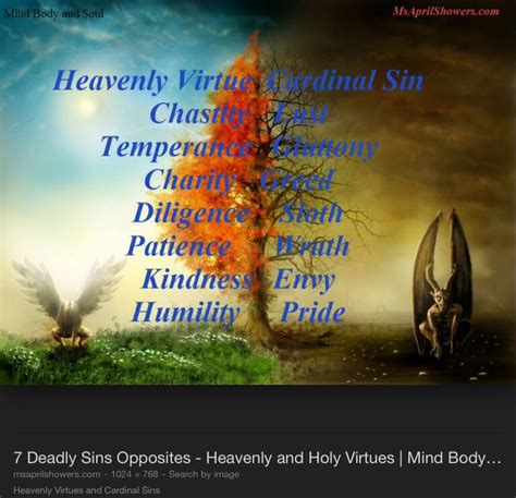 The Seven Heavenly Virtues Vs Seven Cardinal Sins 7 Cardinal Sins