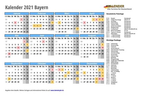 Bayern Kalender 2021 Ferien Alle Ferienkalender Kostenlos Als Pdf