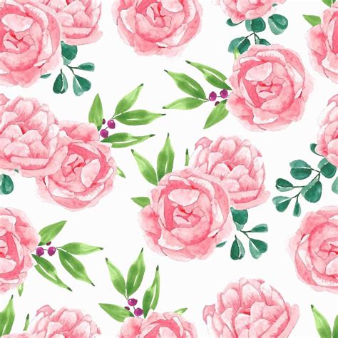 Pink Peony Flower Watercolor Pattern 1234164 Vector Art At