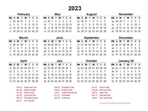 Accounting Calendar 2023