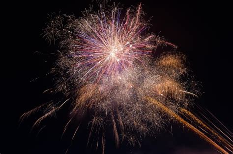 Beautiful Colorful Fireworks In The Night Sky Stock Photo Image Of