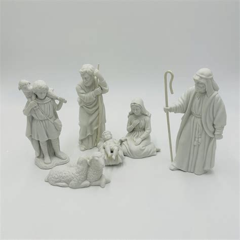 Avon Nativity Scene Figurines Porcelain 6 1983 Vintage White Etsy