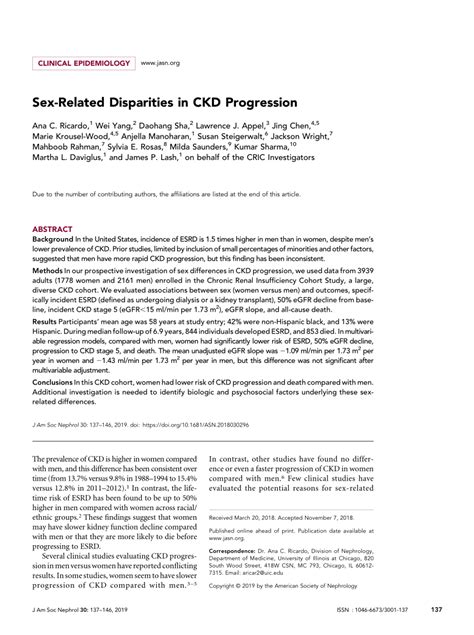 pdf sex related disparities in ckd progression