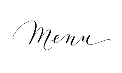 Menu Word Hand Written Custom Calligraphy Isolated On White Stock
