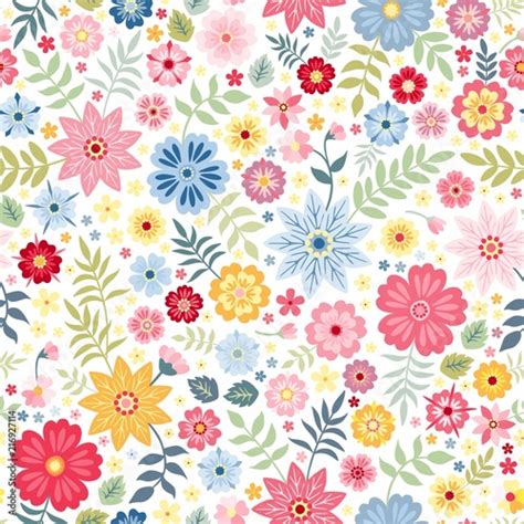 Seamless Ditsy Floral Pattern With Cute Little Flowers On White