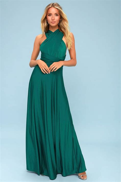 Always Stunning Convertible Emerald Green Maxi Dress Burgundy Maxi
