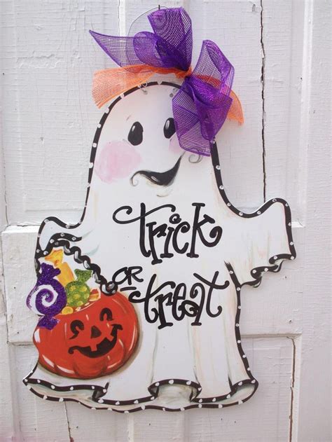 Trick Or Treat Sign Halloween Door Hangers Burlap Halloween